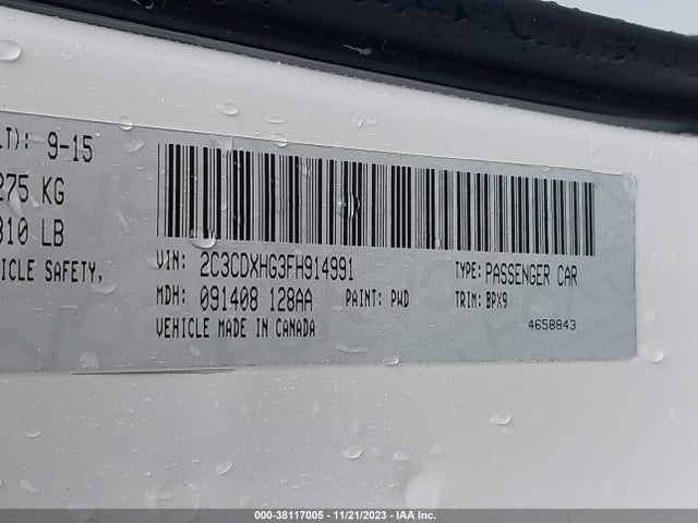 Dodge Charger Sxt 2015 2C3CDXHG3FH914991 Image 9