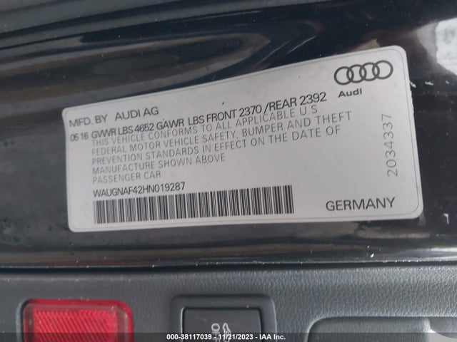 WAUGNAF42HN019287 Audi A4 2.0t Premium