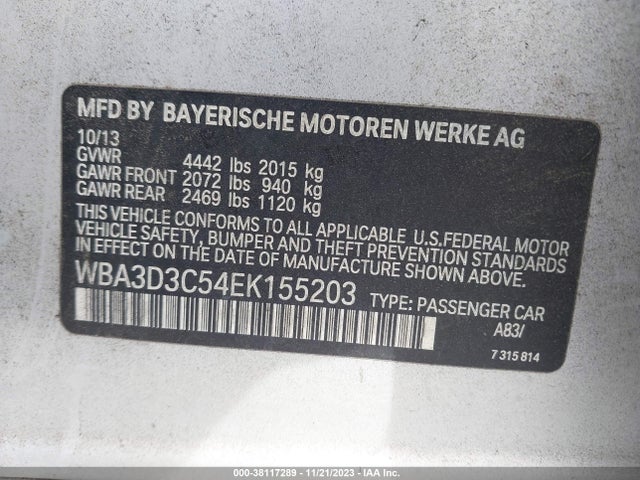 WBA3D3C54EK155203 BMW 328D