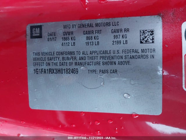 Chevrolet Camaro 1ls 2017 1G1FA1RX3H0182469 Image 9