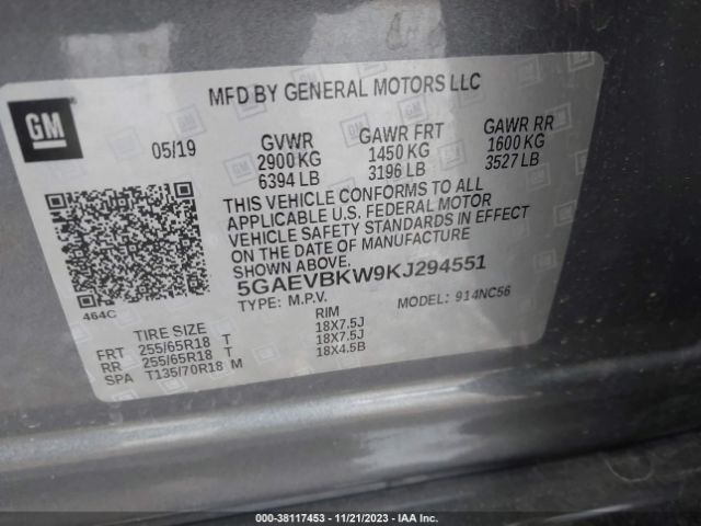 5GAEVBKW9KJ294551 Buick Enclave Awd Premium
