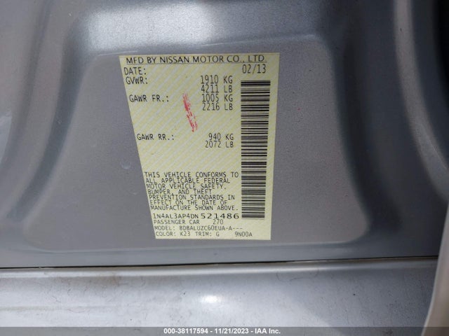 2013 NISSAN ALTIMA 2.5 SV VIN: 1N4AL3AP4DN521486
