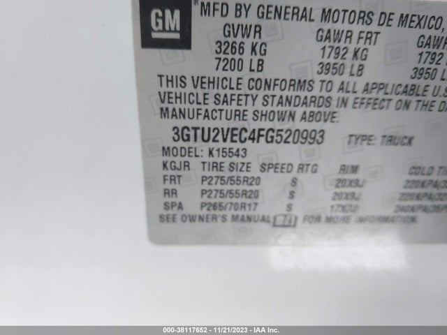 GMC Sierra 1500 Slt 2015 3GTU2VEC4FG520993 Image 9