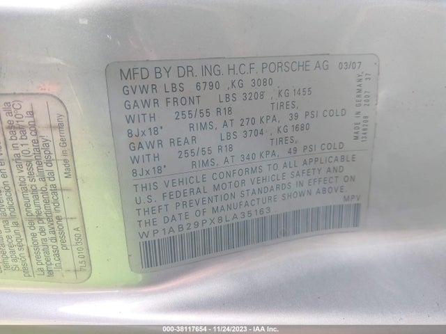 2008 PORSCHE CAYENNE WP1AB29PX8LA35163 Photo 8