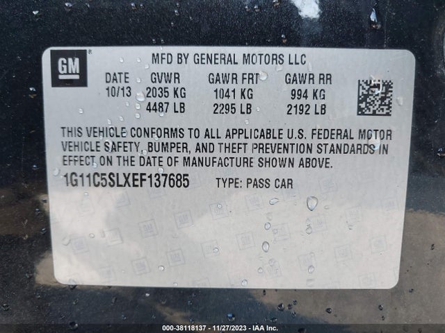 Chevrolet MALIBU 1LT 2014 1G11C5SLXEF137685 Image 9