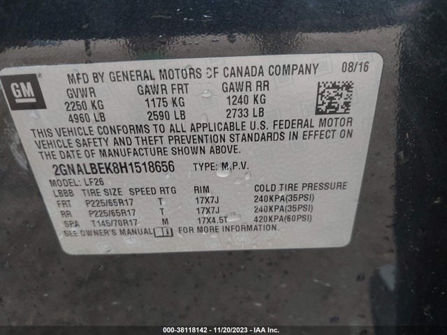 Chevrolet EQUINOX LS 2017 2GNALBEK8H1518656 Image 9