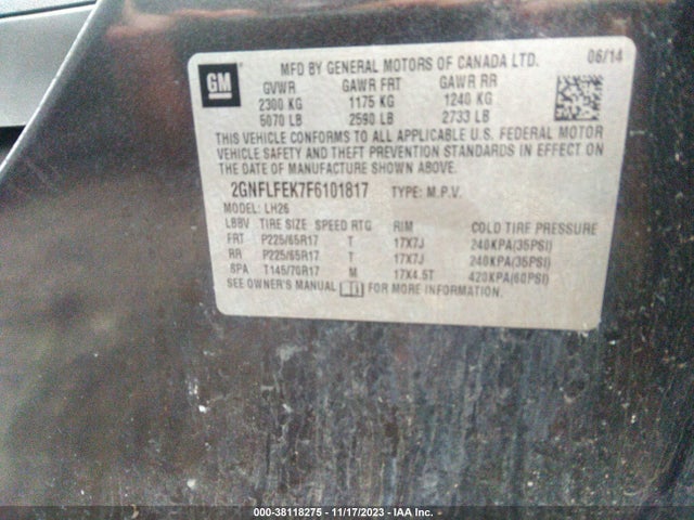 Chevrolet EQUINOX LT 2015 2GNFLFEK7F6101817 Image 9