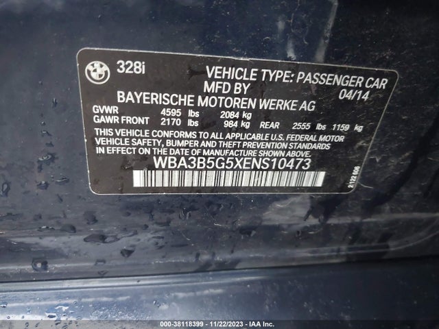 BMW 328i Xdrive 2014 WBA3B5G5XENS10473 Image 9
