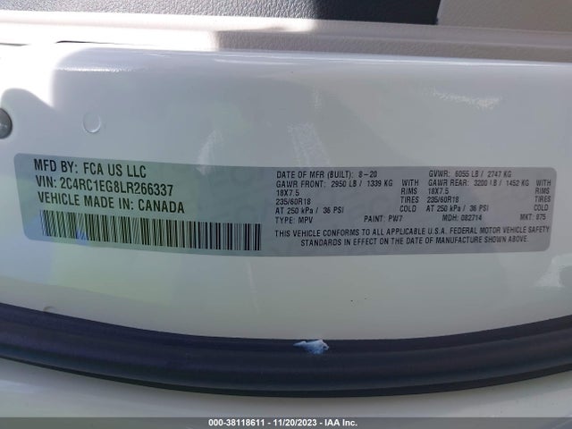 2C4RC1EG8LR266337 Chrysler Pacifica Touring L Plus