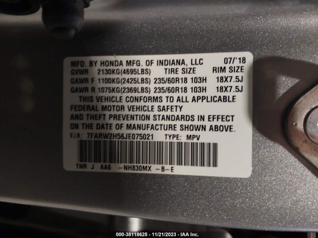 Honda CR-V EX 2018 7FARW2H56JE075021 Image 9