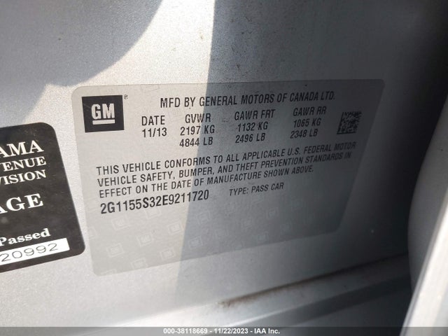 Chevrolet IMPALA 2LZ 2014 2G1155S32E9211720 Image 9