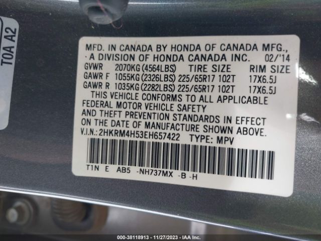 2HKRM4H53EH657422 Honda CR-V EX