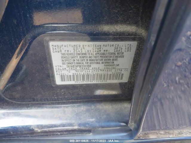 2019 NISSAN SENTRA SV VIN: 3N1AB7AP8KY331858