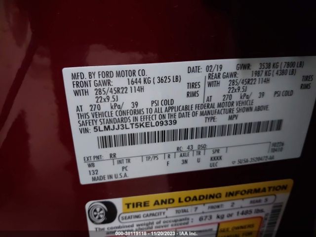 5LMJJ3LT5KEL09339 Lincoln Navigator L Reserve