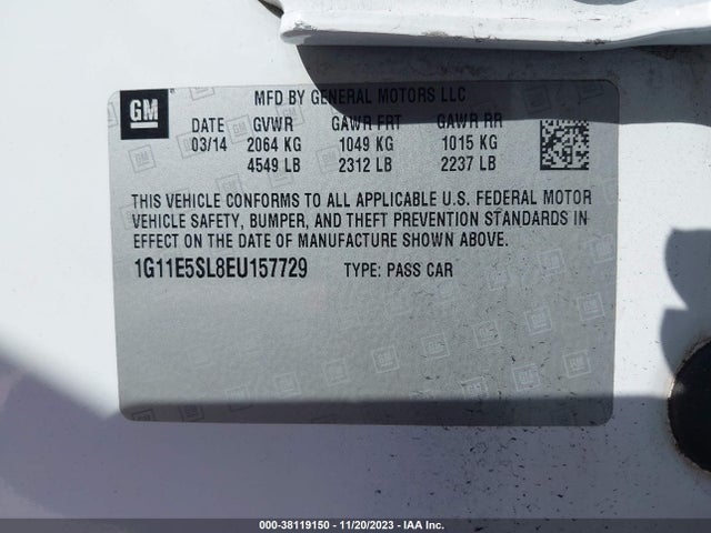 2014 CHEVROLET MALIBU 2LT VIN: 1G11E5SL8EU157729