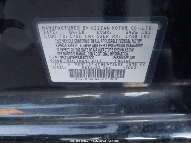 3N1CN7AP8JL877300 Nissan Versa 1.6 Sv