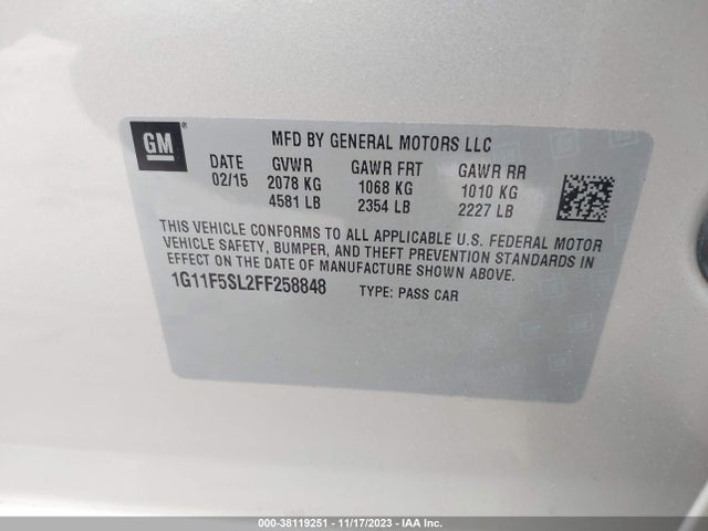 Chevrolet Malibu 1lz 2015 1G11F5SL2FF258848 Image 9