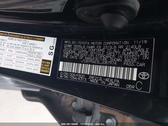 Toyota COROLLA LE 2020 JTDEPRAE5LJ087974 Image 9