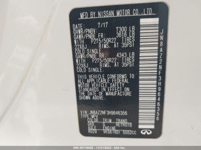 JN8AZ2NF3H9646356 Infiniti QX80