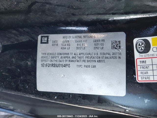 Chevrolet Camaro 2lt 2018 1G1FD1RS9J0154855 Image 9
