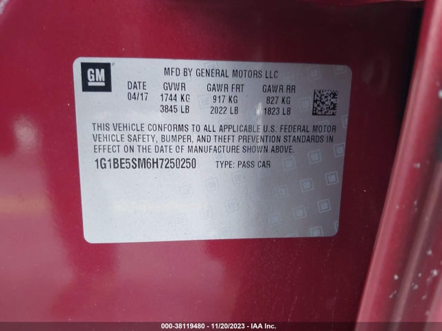 Chevrolet Cruze Lt Auto 2017 1G1BE5SM6H7250250 Image 9