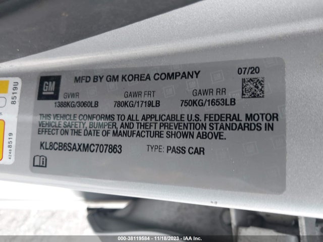 Chevrolet Spark Fwd Ls Automatic 2021 KL8CB6SAXMC707863 Image 9