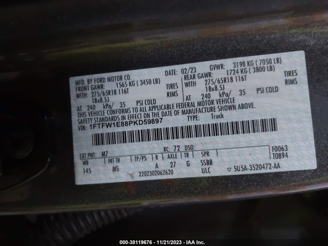 Ford F-150 Xlt 2023 1FTFW1E88PKD59897 Image 9