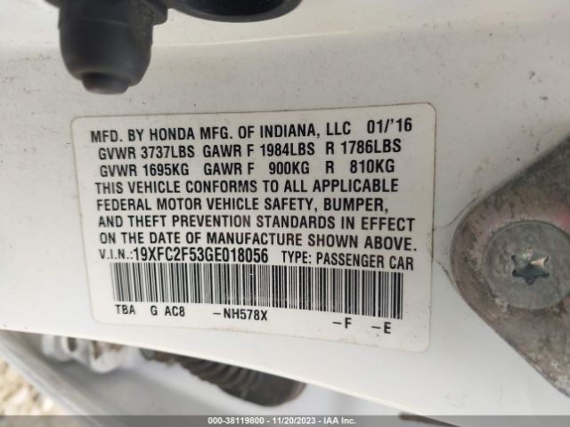 19XFC2F53GE018056 Honda Civic Lx