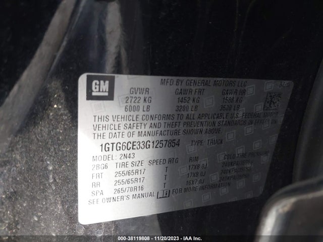 1GTG6CE33G1257854 GMC CANYON SLE
