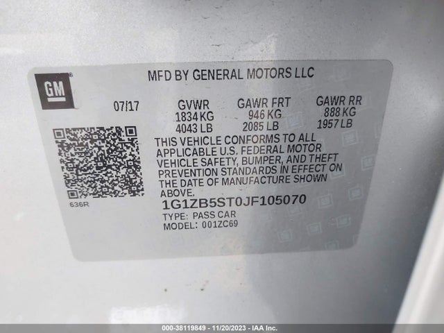 Chevrolet Malibu 1ls 2018 1G1ZB5ST0JF105070 Image 9
