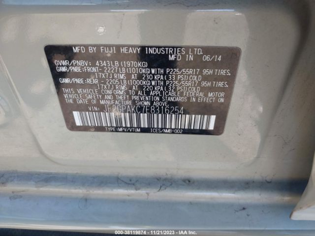 JF2GPAKC7E8316254 Subaru Xv Crosstrek 2.0i Limited