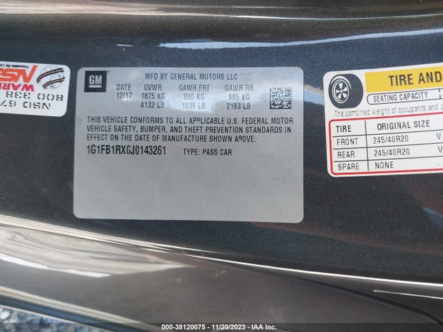Chevrolet Camaro 1lt 2018 1G1FB1RX0J0143261 Image 9