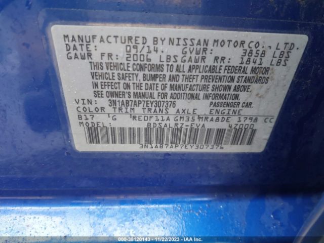 3N1AB7AP7EY307376 Nissan SENTRA SR