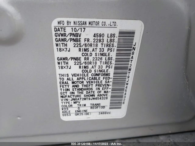 Nissan Rogue Sl 2018 JN8AT2MT9JW454326 Image 9