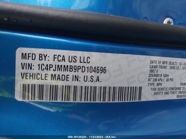 1C4PJMMB9PD104696 Jeep Cherokee Altitude Lux 4x4