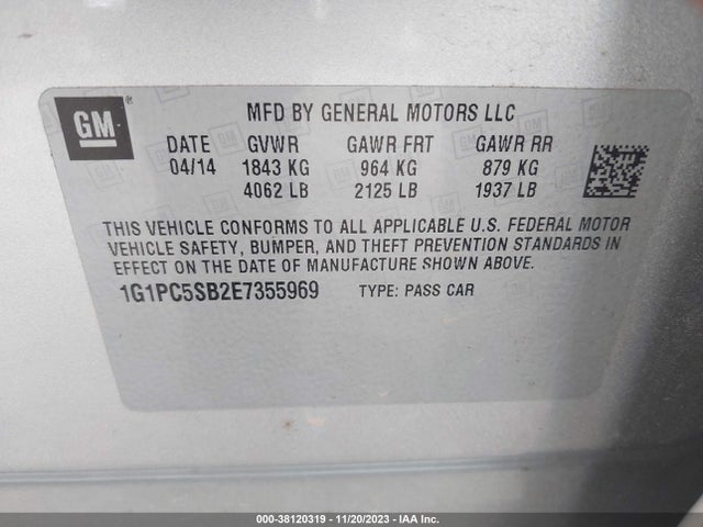 Chevrolet Cruze 1lt Auto 2014 1G1PC5SB2E7355969 Image 9