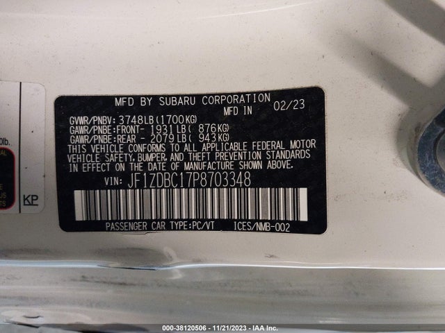 Subaru Brz Premium 2023 JF1ZDBC17P8703348 Image 9