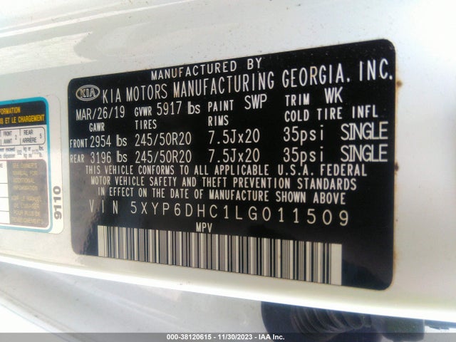 KIA Telluride S 2020 5XYP6DHC1LG011509 Image 9
