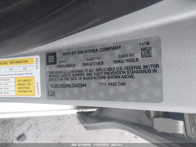 Chevrolet Spark Fwd 1lt Automatic 2020 KL8CD6SA9LC442944 Image 9