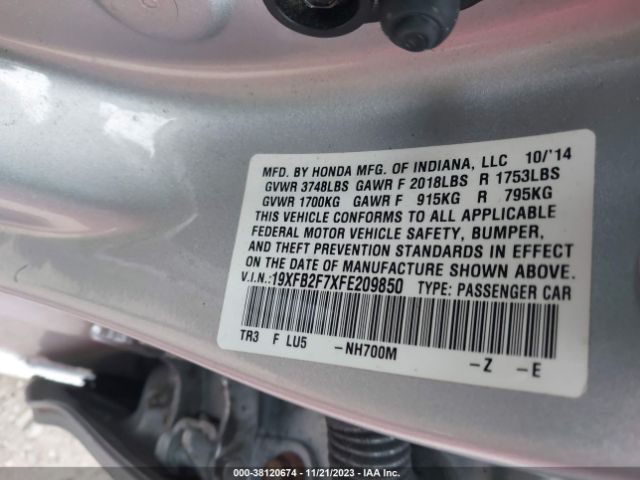 19XFB2F7XFE209850 Honda Civic Sedan Se