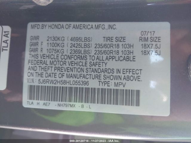 5J6RW2H58HL055396 Honda CR-V EX
