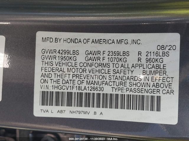 1HGCV1F18LA126630 Honda Accord Sedan Lx