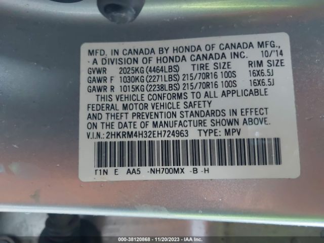 2HKRM4H32EH724963 Honda CR-V LX