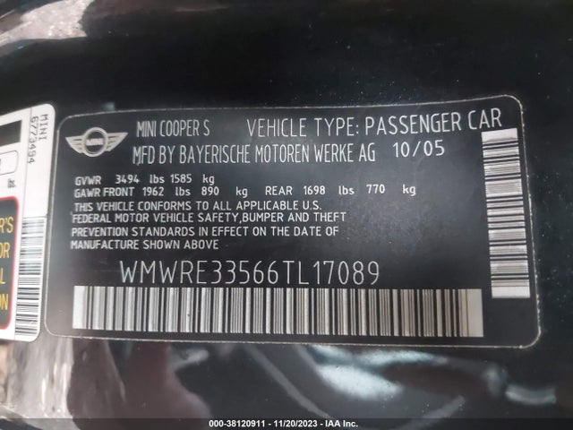 2006 MINI COOPER S WMWRE33566TL17089 Photo 8