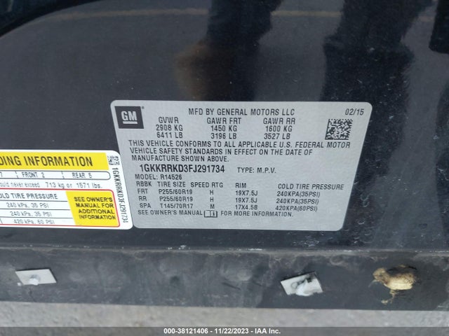 GMC Acadia 2015 1GKKRRKD3FJ291734 Image 22
