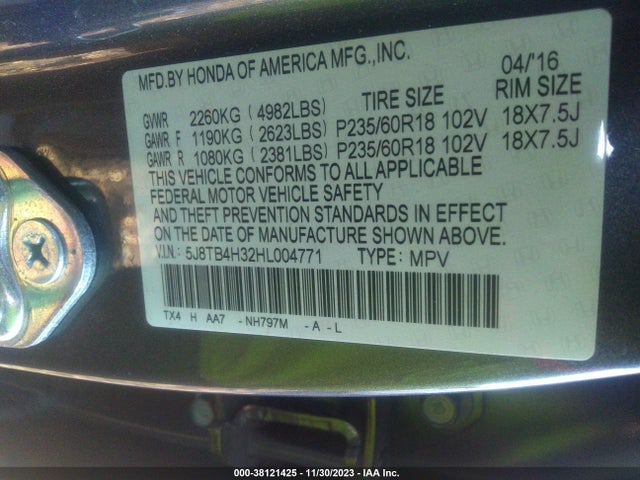 5J8TB4H32HL004771 Acura Rdx Acurawatch Plus Package