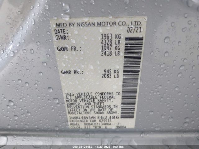 1N4BL4BV5MN362386 Nissan Altima S Fwd