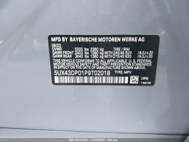 BMW X3 Sdrive30i 2023 5UX43DP01P9T02018 Image 9