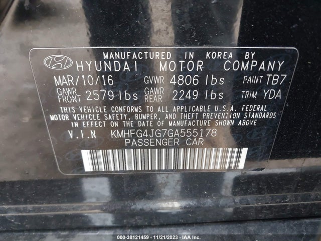 Hyundai Azera 2016 KMHFG4JG7GA555178 Image 9