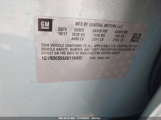 Chevrolet Volt Premier 2018 1G1RD6S59JU118493 Image 9